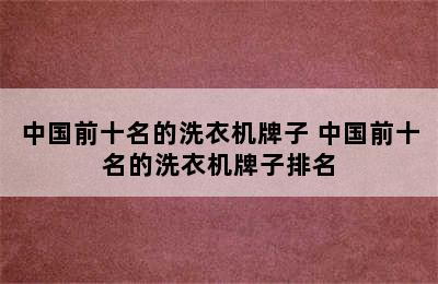 中国前十名的洗衣机牌子 中国前十名的洗衣机牌子排名